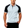 thumbnail image 4 of Men Polo T Shirts Short Sleeve with Button Basic Summer Outfits Sky Blue Mens Beach Outfit, 4 of 4