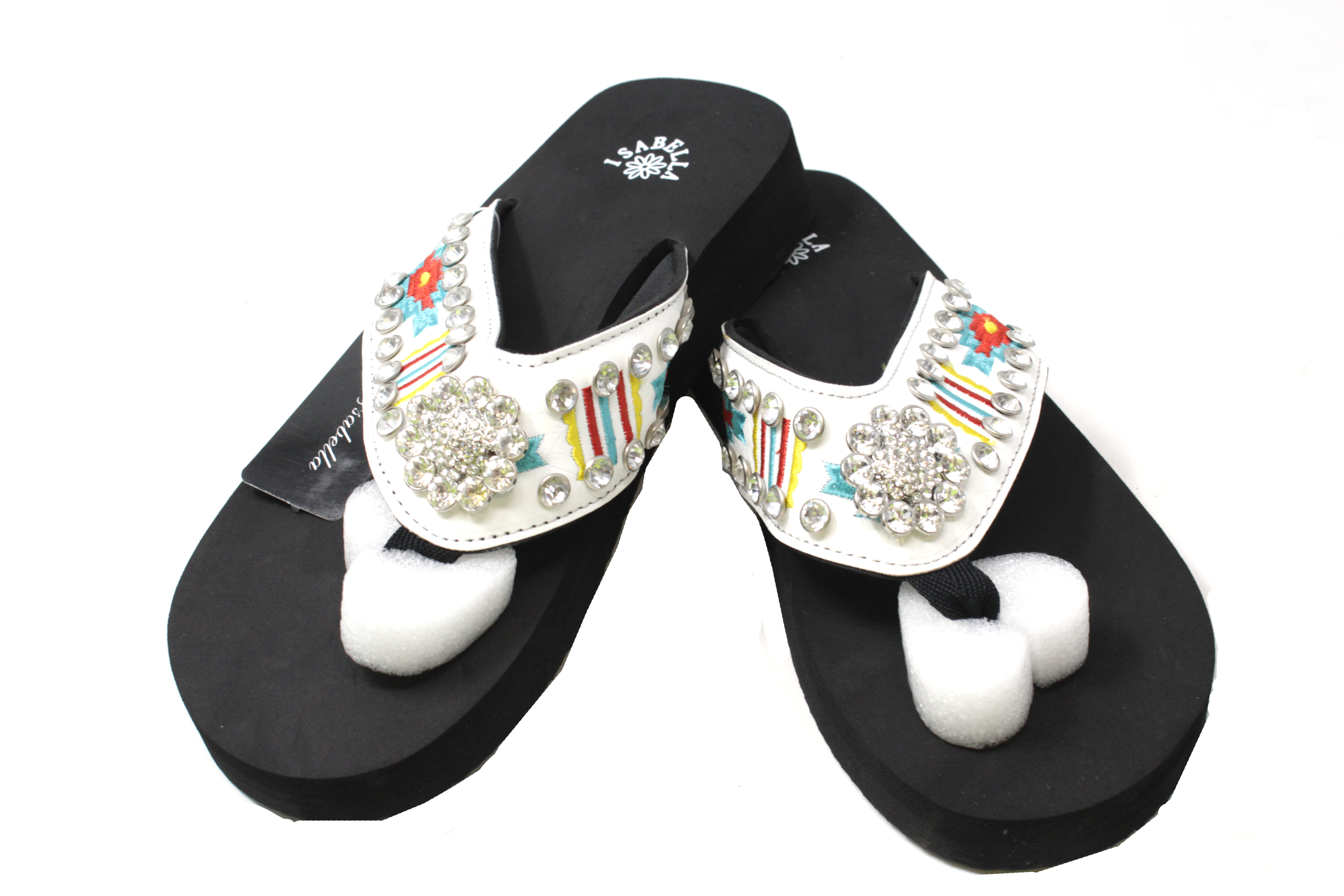 western flip flops with bling