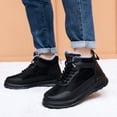 thumbnail image 2 of Men's Fleece Lined Lace Up Snow Boots Winter Warm High Top Slip On Sneakers Casual Non Slip Ankle Booties Black 10, 2 of 8