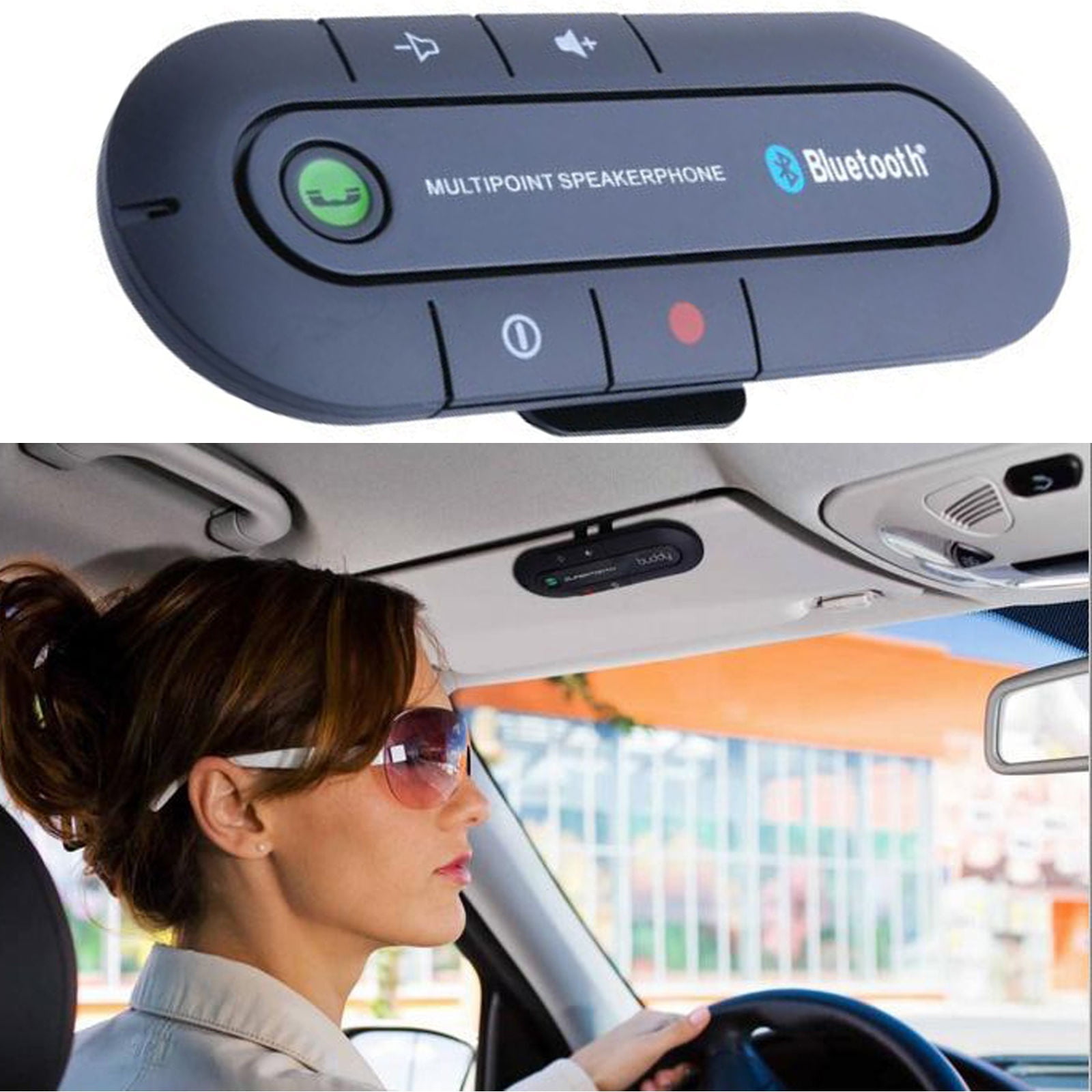 NEW Wireless Bluetooth 4.0 Hands-free Multipoint Speakerphone  Car Kit Sun Visor 