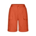 thumbnail image 4 of Dasayo Shorts for Women Trendy Button High Rise Bermuda Shorts with Pockets Flat Front Solid Shorts for Womens, 4 of 7