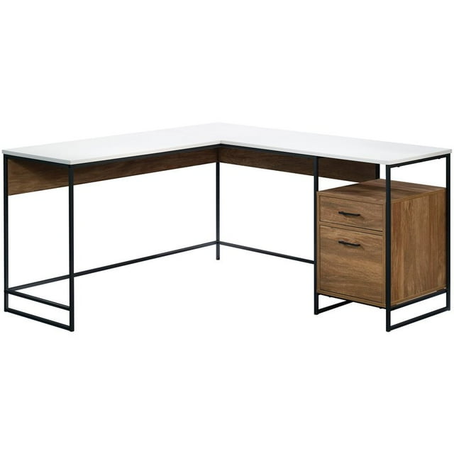 Sauder Tremont Row Engineered Wood L-Shaped Desk in Sindoori Mango/Natural