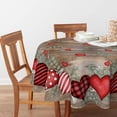 thumbnail image 2 of Valentine''s Day Tablecloth 60×60 Inch Round, Love Hearts Eucalyptus Wood-Colored Washable Table Cover for Party Picnic Dinner Decor, 2 of 6