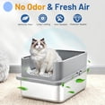 thumbnail image 4 of 2 Pack XL Stainless Steel Cat Litter Box with Lid and High Sides, 24" L x 16" W x 12" H Extra Large Metal Cat Litter Boxes for Big Cats, Leak-Proof, Non-Stick, Odor-Resistant, 4 of 8