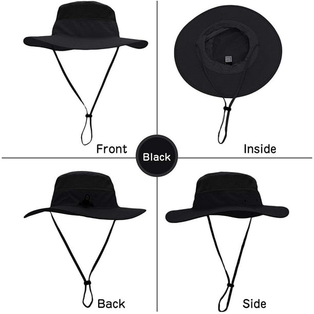 Someshuit Bucket Mesh Boonie Cap Summer Fishing Hat Sun Protection Sun Hats Adjustable Wide Bucket Hat For Womens Mens Outdoor Black