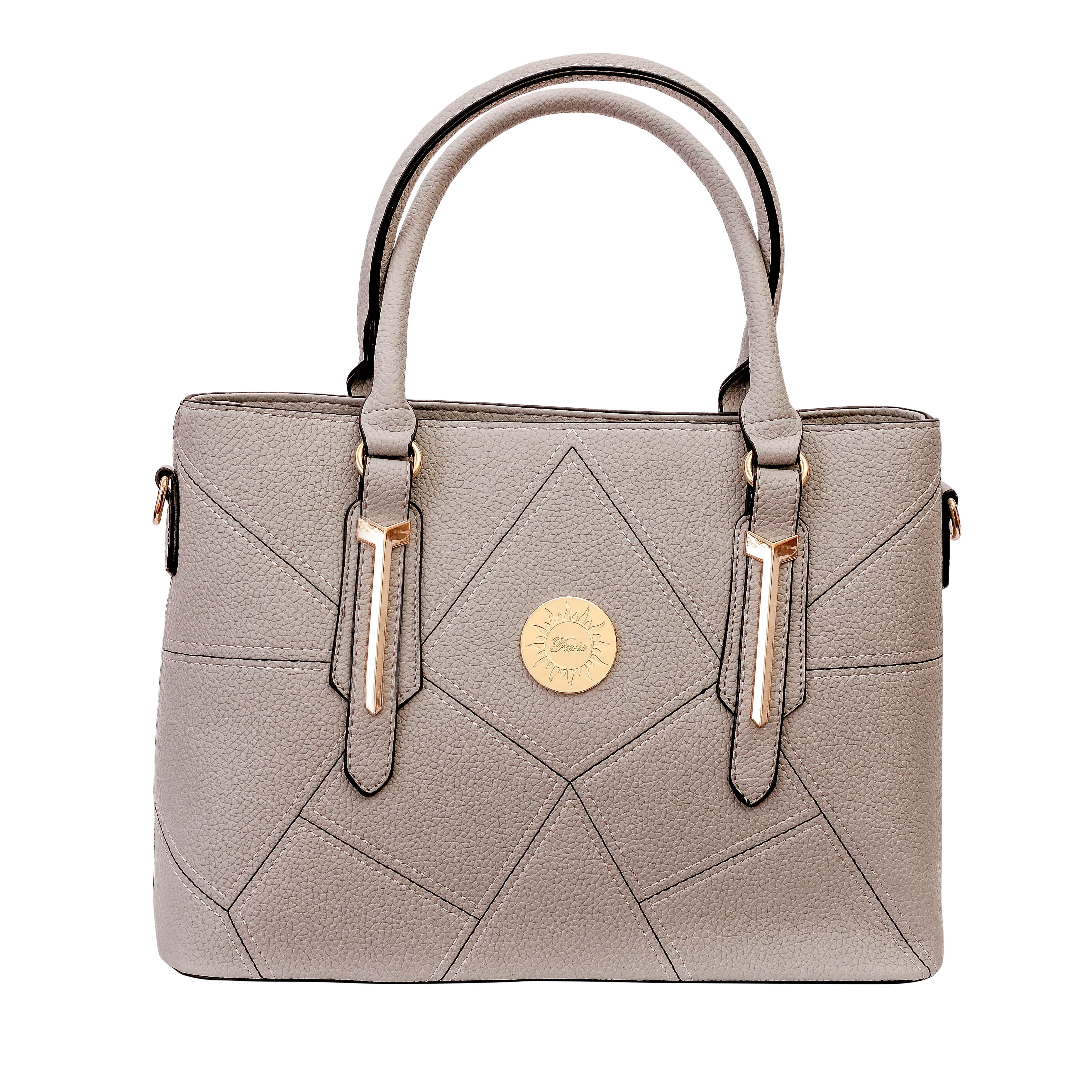 Ari Top Handle Tote Gray | High Quality PU Vegan Leather Women&#39;s Shoulder Bag with Interior ...