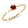 thumbnail image 2 of Gem Stone King 10K Yellow Gold Red Garnet Solitaire Engagement Ring for Women (0.20 Cttw, Round 3.5MM, Gemstone January Birthstone, Size 5), 2 of 4