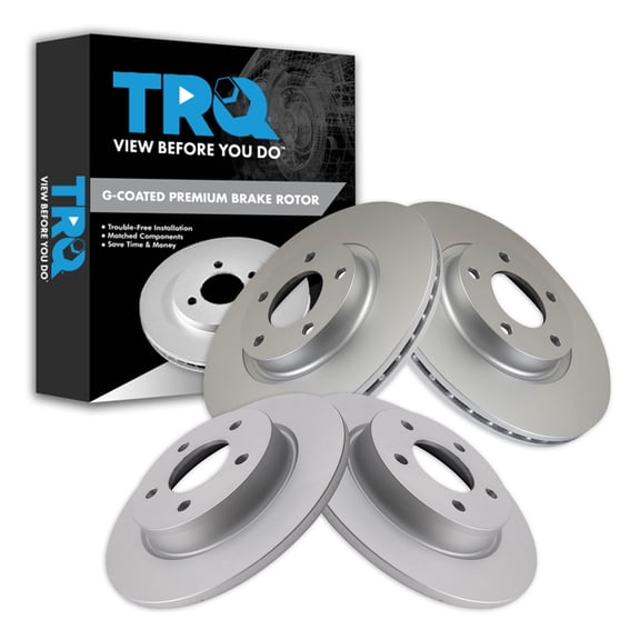 TRQ Front and Rear Brake Rotors Set Premium G-Coated Fits Select 2004-2013 Mazda 3