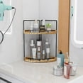 thumbnail image 4 of XKDOUS Bathroom Counter Organizer, 2-Tier Bathroom Corner Shelf Wooden Vanity Organizer, Countertop Bathroom Storage for Bathroom and Kitchen Storage Dresser Decoration, 4 of 8