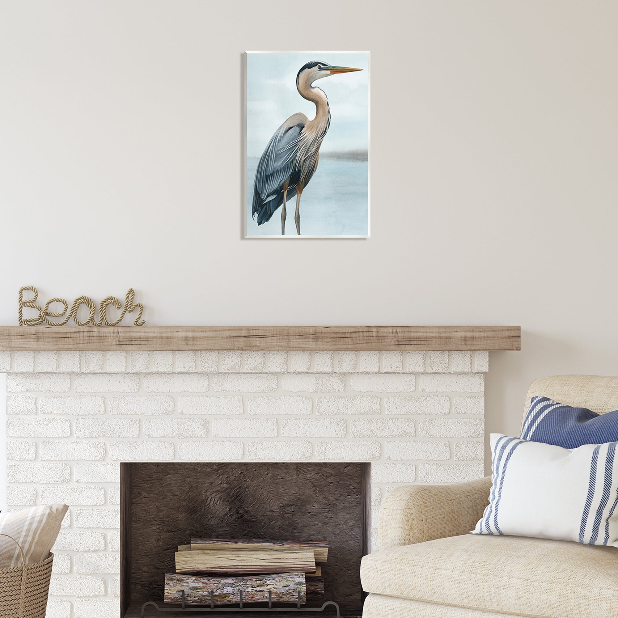 Stupell Industries Coastal Heron Portrait Animals & Insects Painting Unframed Art Print Wall Art, 13 x 19