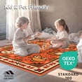 thumbnail image 4 of ODIKA 8'x10' Machine Washable Non-Slip Area Rug, Magical Woodland Critters Stitch Canvas Artwork High Traffic Rug, Orange, 726175, 4 of 5