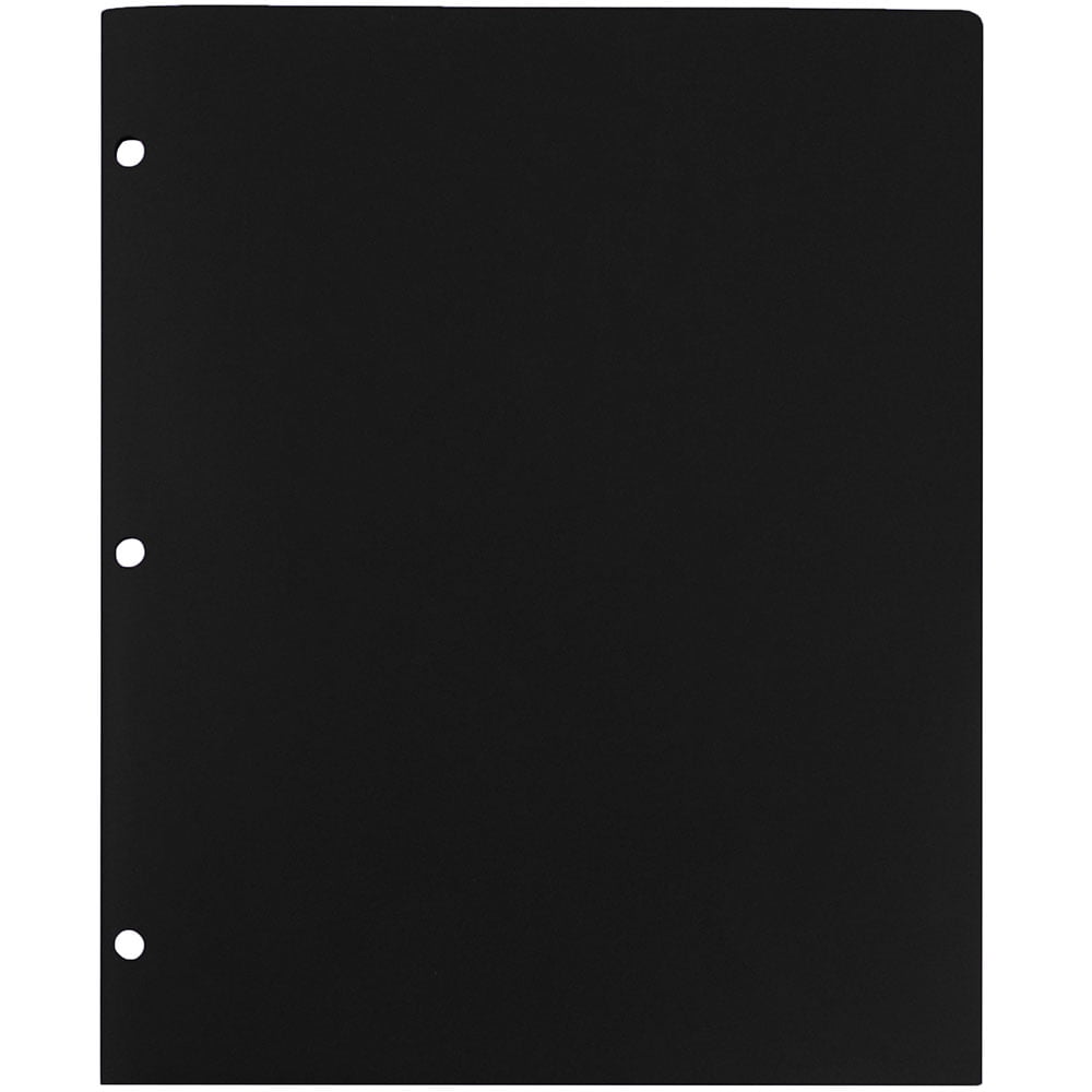 JAM Paper Plastic Two Pocket 3 Hole Punched Presentation School Folder, Black, 108/pack