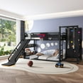 thumbnail image 4 of Bellemave Bunk Bed with Slide & Basketball Hoop, Twin over Twin Bunk Bed with Pull-up Rings and Climbing Wall, Metal Twin Size Loft Bed with Bookcase and Play Space, Black, 4 of 9