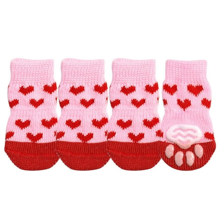 Didog 4x Anti Slip Puppy Dog Socks Boots Knitted Warm Indoor Cotton Shoes for Pets XXS