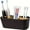 Black, variant on 5-Slot Black Plastic Toothbrush Holder with Dividers - Lightweight, Freestanding Bathroom Countertop Organizer for Electric Toothbrushes, Toothpaste, Razors - Durable and Stylish Design
