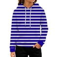 thumbnail image 2 of Teen Girls Horizontal Stripe Hoodies Beach Vacation Play Hooded Pullover Tops Retro Loose Long Sleeve Sweatshirts, 2 of 3