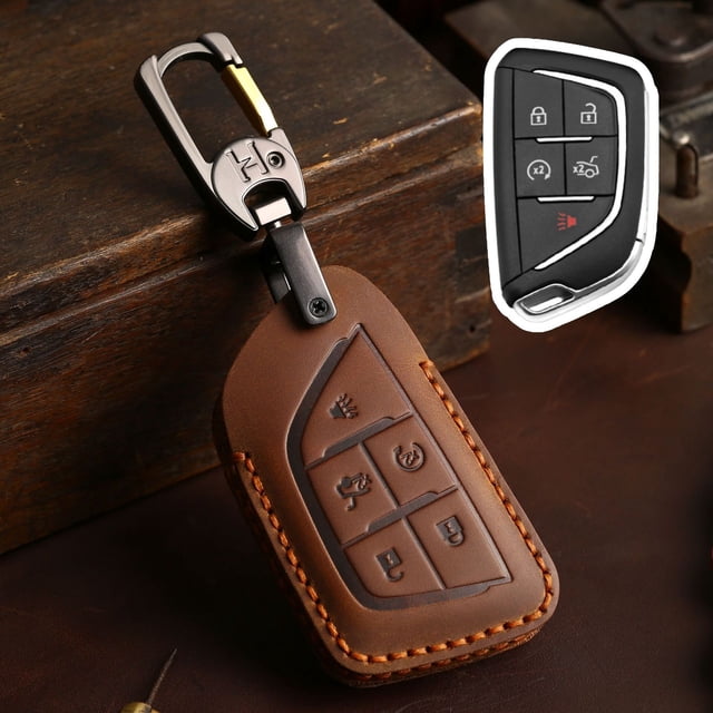 Car Key Fob Cover Case Protector For Cadillac CT5 CT4 Car Key Fob Cover Leather Retro Style Case Shell