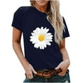 thumbnail image 1 of LSLJS T-Shirts pour Femmes Femmes Manches Courtes Imprimé Floral Tournesol Col Rond Hauts T-Shirt Blouse, 1 of 5