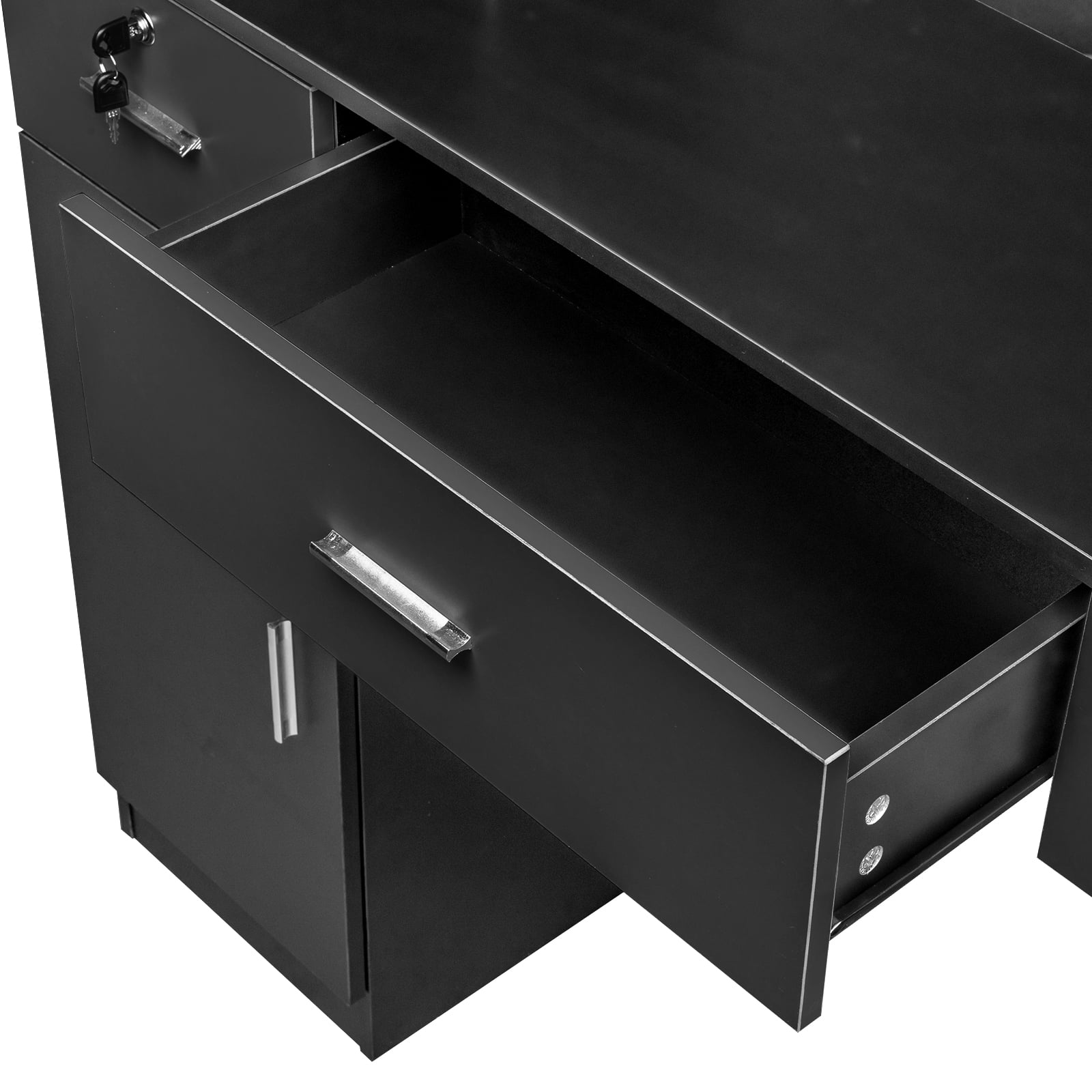 Ktaxon Wall Mount Salon Station with Storage Cabinet, 2 Drawers, 3-Tier Shelf, Black