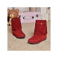 thumbnail image 4 of Woobling Bottes à Franges pour Femmes, Bottes Western Doublées en Peluche, Bottines Rétro, Chaussures d'Hiver Chaudes à Franges pour Femmes, Rouge 5, 4 of 6
