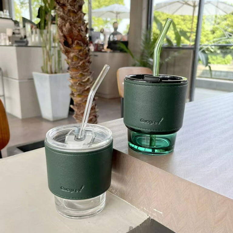 Reusable Coffee Mug with Lid Glass Travel Mug and Slip Sleeve Dishwasher  and Microwave Safe Portable Durable Drinking Cup BPA Free 