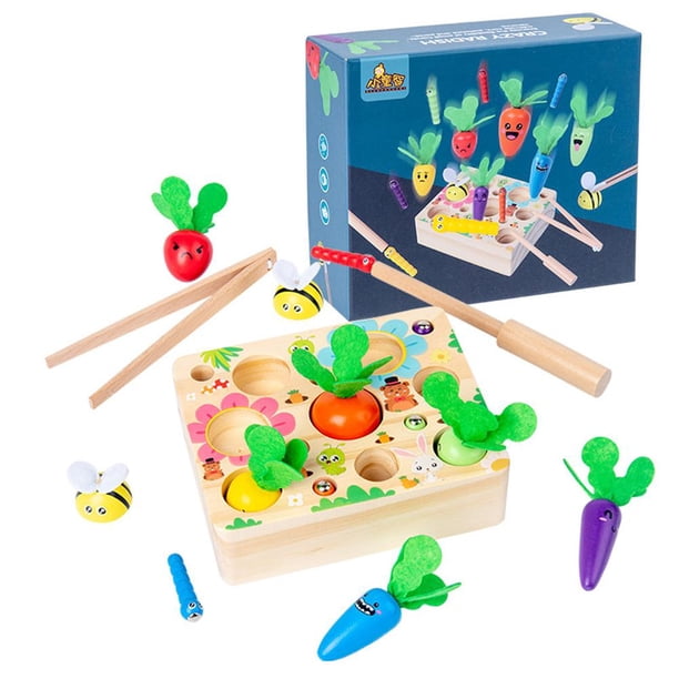 Juego 3 En 1 De Madera Con Forma De Cosecha De Zanahorias, Juego A Juego De Tamaño, Juguetes De Habilidad Motora Fina, Juguete De Aprendizaje Preescolar Para Bebés, Regalo Para Niños Y Niñas Noticed FN005838-00