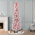 thumbnail image 3 of Puleo International  7.5 ft. Pre-Lit Flocked Portland Pine Artificial Pencil Tree, 3 of 5
