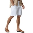 thumbnail image 5 of Yundobop Men's Linen Shorts Casual Classic Beach Shorts Elastic Waist Drawstring Summer Shorts White-2XL, 5 of 6