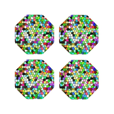 

Leather Coasters with Heat-resistant for Drinks Colorful Tie Dye Stained Glass -标题2 Octagon