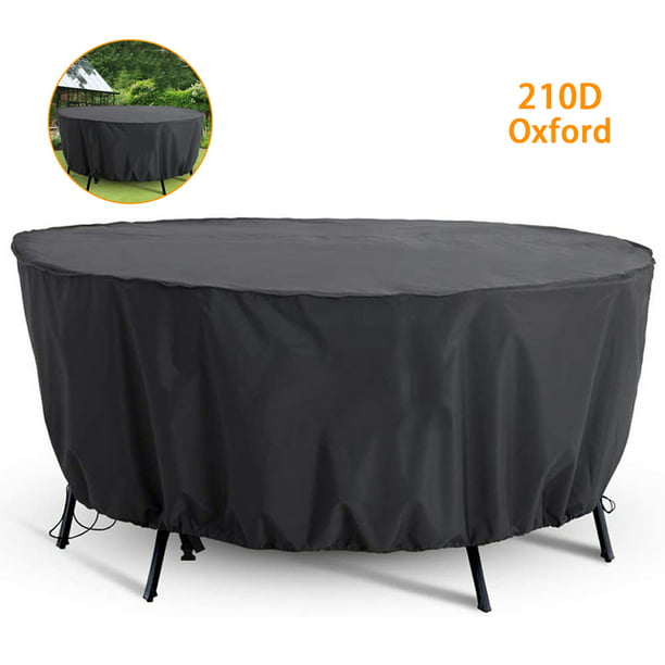 Garden Furniture Cover Patio Circular Table Round With Windproof Drawstring 210d Heavy Duty Oxford Fabric Rattan Anti Uv Snow Protection Com - Heavy Duty Outdoor Furniture Covers Uk