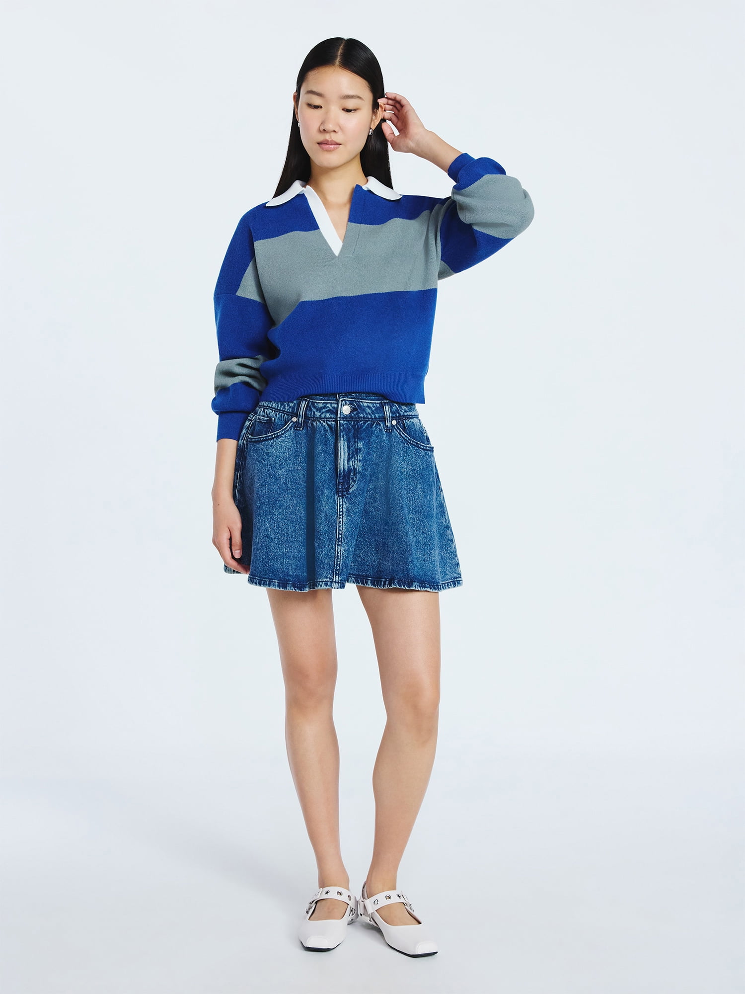 Scoop Women’s and Women’s Plus Oversized Rugby Sweater, Midweight, Sizes XS-4X