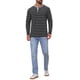 thumbnail image 2 of Camisetas Henley de Rayas de Colores Contrastantes de Manga Larga Casual para Hombre 2XL Negra, 2 of 6