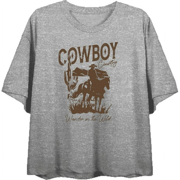 Cowboy Horse And Rider Women's Heather Gray Crew Neck Short Sleeve Top-Medium
