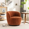 thumbnail image 2 of Kidol & Shellder Swivel Accent Chair Furry Round Barrel Chair 360 Degree Sofa Club Armchairs for Living Room Bedroom, Caramel, 2 of 7