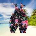 thumbnail image 4 of Odeerbi 0-6Y Toddler Boys Floral Jumpsuit Ruffle Elastic Waist Overall Pants Baby Summer Cotton Silk Romper Infant Children's Strap Pants Black, 4 of 5
