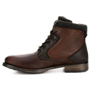 AM Shoes Mens Leather Plain Toe Lace Up Boot Shoes, Dark Brown, US 12