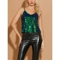 thumbnail image 6 of INSPIRE CHIC Women's Sequin Spaghetti Strap Crop Camisole Tank Tops S Green Blue, 6 of 9