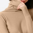 thumbnail image 4 of qolati Turtleneck Sweaters for Womens Winter Thick Basic Shirts Fitted Oversized Pullover Female Knitted Jumper Tops Khaki M, 4 of 5