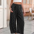 thumbnail image 6 of JFGHDG Womens Cotton Linen Polka Dot Pants Casual Wide Leg Barrel Pants High Waist Elastic Summer Palazzo Beach Trousers with Pockets Black S, 6 of 7