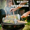 thumbnail image 2 of Rolling Grill Basket（Small), Removable Wooden Handle, 304 Stainless Steel, Nesting Grilling Net, BBQ Accessories Tool for Vegetable Shrimp, Outdoor Cooking Camping, Birthday Gifts for Men Dad Husband, 2 of 5
