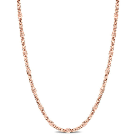 AMOUR Double Curb Link Chain Necklace In Rose Plated Sterling Silver, 16 In