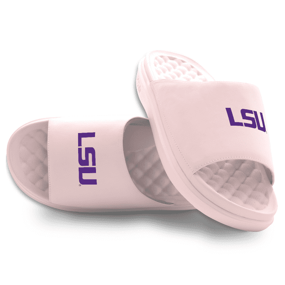 Youth ISlide Pink LSU Tigers Primary Motive Slide Sandals