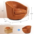 thumbnail image 5 of UIXE Swivel Barrel Accent Chair Set of 2 Modern Round Velvet Fabric Arm Chair for Living Room Comfy Club Reading Chairs, Orange, 5 of 6