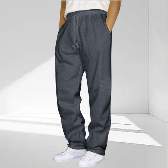 SYMOID Big & Tall 5XL Casual Athletic Pants - 100% Polyester, Drawstring Waist, Side Pockets, Dark Gray for Everyday/Lounge Use