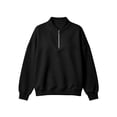 thumbnail image 5 of Womens Sweatshirt Dqueduo Women's Long-Sleeve Solid Color Casual Loungewear Top – Drop Shoulders & Half-Zip Collar Black XL, 5 of 7