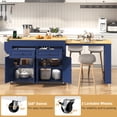 thumbnail image 6 of Blotout Large Extendable Kitchen Island Cart (80"-48") - Rolling on Wheels, with Extendable Dining Table, Power Outlet, 2 Cabinets, 2 Drawers & 3 Open Shelves, 6 of 7