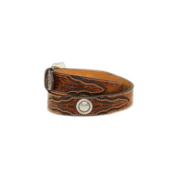 Ariat - Ariat A1024402-38 Mens Ostrich & Tooled Leather Belt & Buckle ...