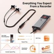 AI Digital Voice Recorder with Transcribe & Summarize, AI Note Taker for Meeting & Lectures, Voice Activated Recorder with Playback, Supports 90+ Languages Recording Device, Portable Tape Recorder