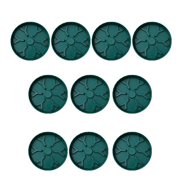 10 platillos para plantas transpirables, resistentes, con borde ondulado, soporte estable y engrosados de 17,5 cm. Verde