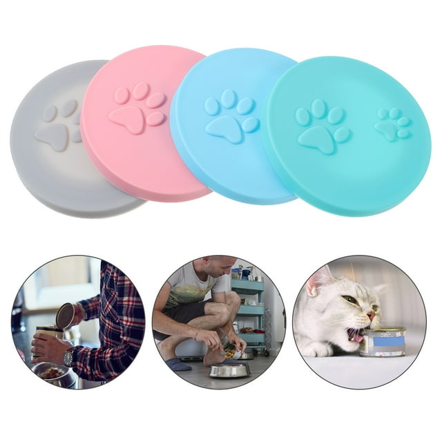 4pcs Cat Food Can Lids Silicone Small Pet Food Can Lids for Wet Food
